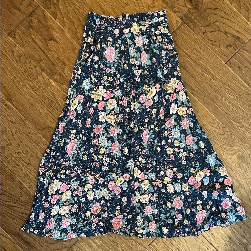 Auguste Navy Floral Midi Skirt